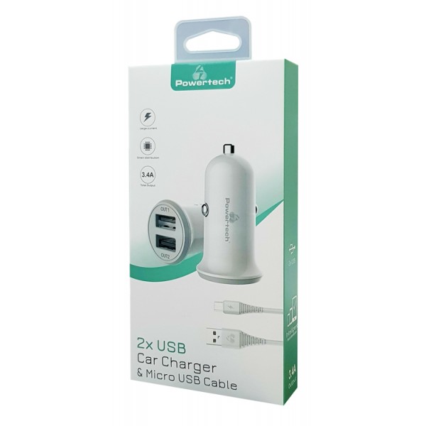 POWERTECH Φορτιστής αυτοκινήτου & καλώδιο Micro USB PT-772, 2x USB, 3.4A POWERTECH Φορτιστής αυτοκινήτου & καλώδιο Micro USB PT-772, 2x USB, 3.4A