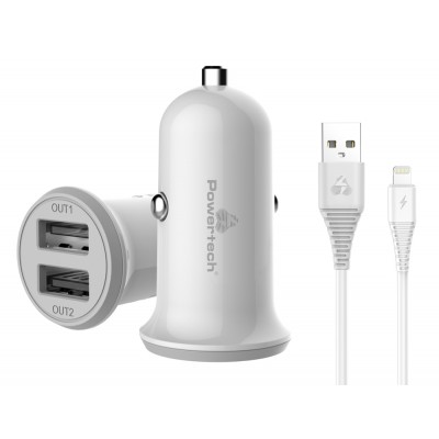 POWERTECH Φορτιστής αυτοκινήτου & καλώδιο Lightning PT-774, 2x USB, 3.4A POWERTECH Φορτιστής αυτοκινήτου & καλώδιο Lightning PT-774, 2x USB, 3.4A
