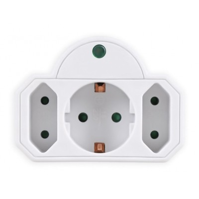 POWERTECH αντάπτορας ρεύματος PT-816, 1x schuko, 2x euro, 16A, λευκός POWERTECH αντάπτορας ρεύματος PT-816, 1x schuko, 2x euro, 16A, λευκός