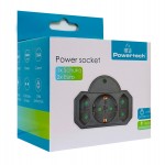 POWERTECH αντάπτορας ρεύματος PT-817, 1x schuko, 2x euro, 16A, μαύρος