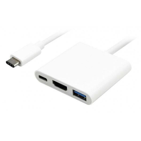 POWERTECH converter Type-C σε HDMI + Type-C + USB 3.0 PTH-042, 4K, λευκό