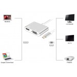 POWERTECH converter USB Type-C σε VGA + HDMI 4K PTH-041, ασημί