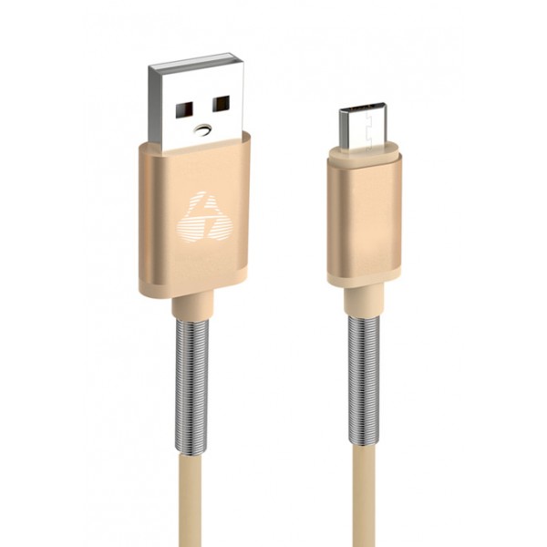 POWERTECH Καλώδιο USB σε Micro USB flex alu PTR-0016, copper, 1m, χρυσό