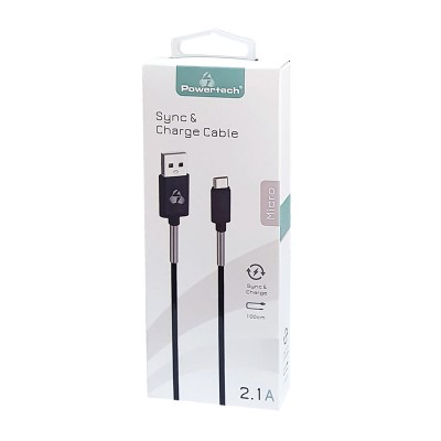 POWERTECH Καλώδιο USB σε Micro USB flex alu PTR-0017, copper, 1m, μαύρο POWERTECH Καλώδιο USB σε Micro USB flex alu PTR-0017, copper, 1m, μαύρο