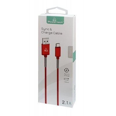POWERTECH Καλώδιο USB σε Micro USB flex alu PTR-0018 copper, 1m, κόκκινο POWERTECH Καλώδιο USB σε Micro USB flex alu PTR-0018 copper, 1m, κόκκινο