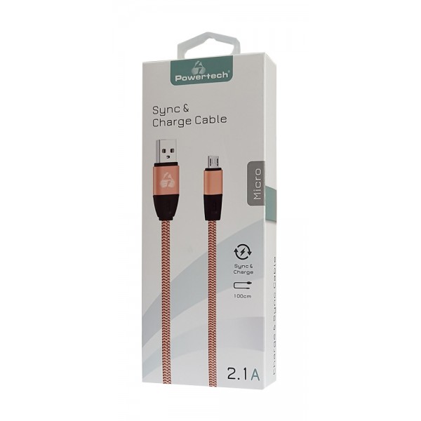 POWERTECH Καλώδιο USB σε Micro USB eco flat PTR-0033 copper, 1m, χρυσό