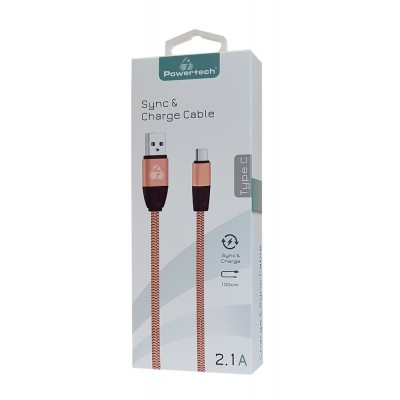POWERTECH Καλώδιο USB σε Type C eco flat PTR-0037 copper, 1m ,χρυσό POWERTECH Καλώδιο USB σε Type C eco flat PTR-0037 copper, 1m ,χρυσό
