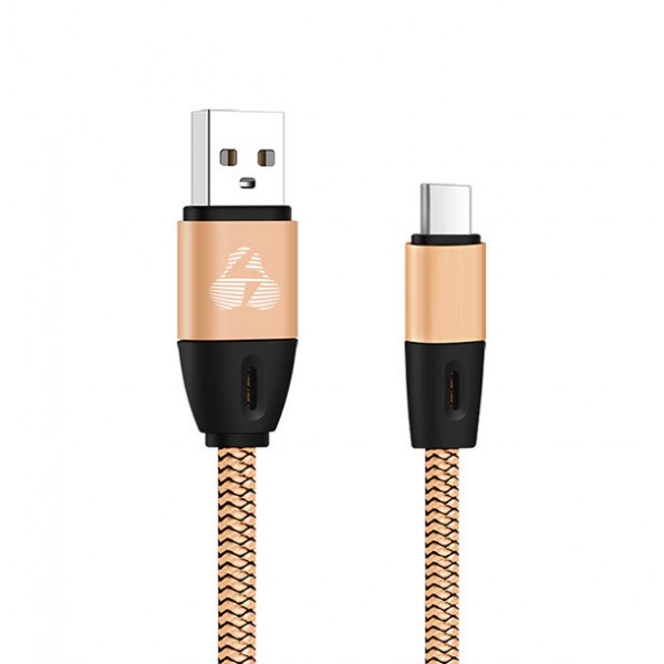 POWERTECH Καλώδιο USB σε Type C eco flat PTR-0037 copper, 1m ,χρυσό