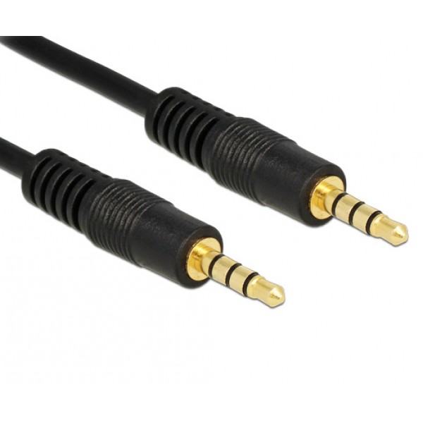 POWERTECH καλώδιο Jack 3.5mm M-M, 4 pin, OD: 4.0mm, copper, 0.50m, μαύρο