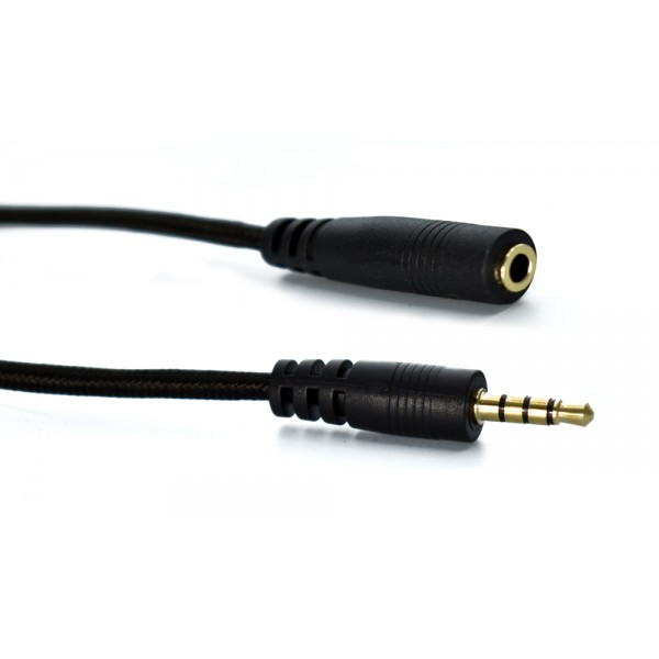 POWERTECH καλώδιο Jack 3.5mm M-F, 4 pin, OD: 4.0mm, copper, 1.5m, μαύρο