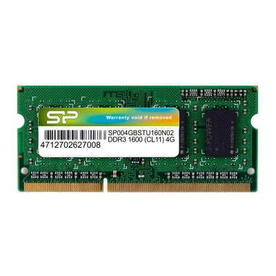 SILICON POWER Μνήμη DDR3 SODimm, 4GB, 1600MHz, PC3-12800, CL11 SILICON POWER Μνήμη DDR3 SODimm, 4GB, 1600MHz, PC3-12800, CL11