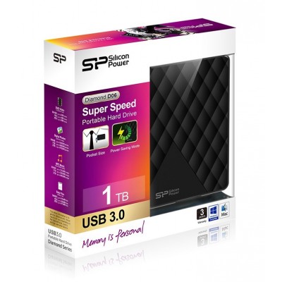 SILICON POWER εξωτερικός HDD 1TB Diamond D06, USB 3.0, Black SILICON POWER εξωτερικός HDD 1TB Diamond D06, USB 3.0, Black