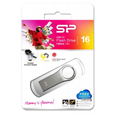 SILICON POWER USB Flash Drive Firma F80, 16GB, USB 2.0, Silver SILICON POWER USB Flash Drive Firma F80, 16GB, USB 2.0, Silver