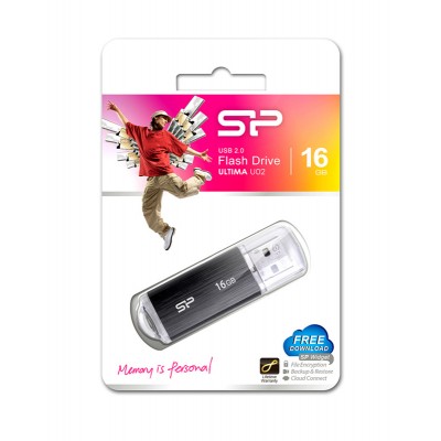 SILICON POWER USB Flash Drive Ultima U02, 16GB, USB 2.0, μαύρο SILICON POWER USB Flash Drive Ultima U02, 16GB, USB 2.0, μαύρο