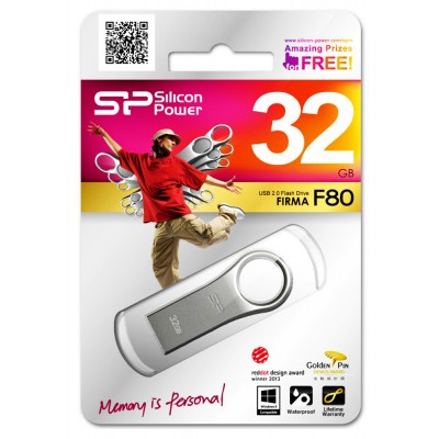SILICON POWER USB Flash Drive Firma F80, 32GB, USB 2.0, Silver SILICON POWER USB Flash Drive Firma F80, 32GB, USB 2.0, Silver