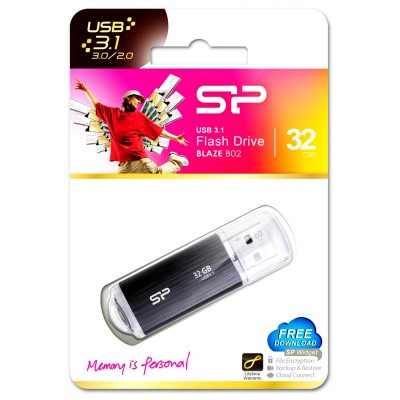 SILICON POWER USB Flash Drive Blaze B02, 32GB, USB 3.0, Black SILICON POWER USB Flash Drive Blaze B02, 32GB, USB 3.0, Black