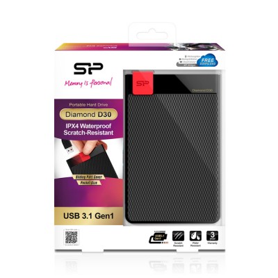 SILICON POWER Εξωτερικός HDD 4TB Diamond D30 D3L, USB 3.1, Black SILICON POWER Εξωτερικός HDD 4TB Diamond D30 D3L, USB 3.1, Black