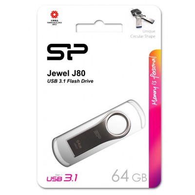 SILICON POWER USB Flash Drive Jewel 80, 64GB, USB 3.0, Titanium SILICON POWER USB Flash Drive Jewel 80, 64GB, USB 3.0, Titanium