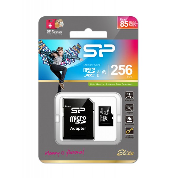 SILICON POWER Κάρτα Μνήμης Elite microSDXC UHS-1, 256GB, Class 10