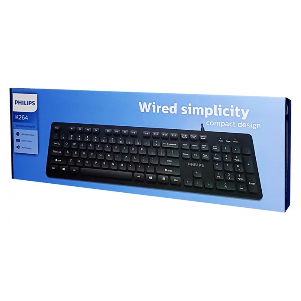 PHILIPS Ενσύρματο πληκτρολόγιο SPK6264, USB, μαύρο PHILIPS Ενσύρματο πληκτρολόγιο SPK6264, USB, μαύρο