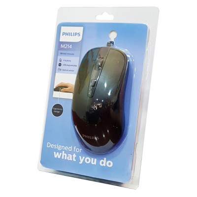 PHILIPS ενσύρματο ποντίκι SPK721414, 1600DPI, USB, 4 πλήκτρα, μαύρο PHILIPS ενσύρματο ποντίκι SPK721414, 1600DPI, USB, 4 πλήκτρα, μαύρο