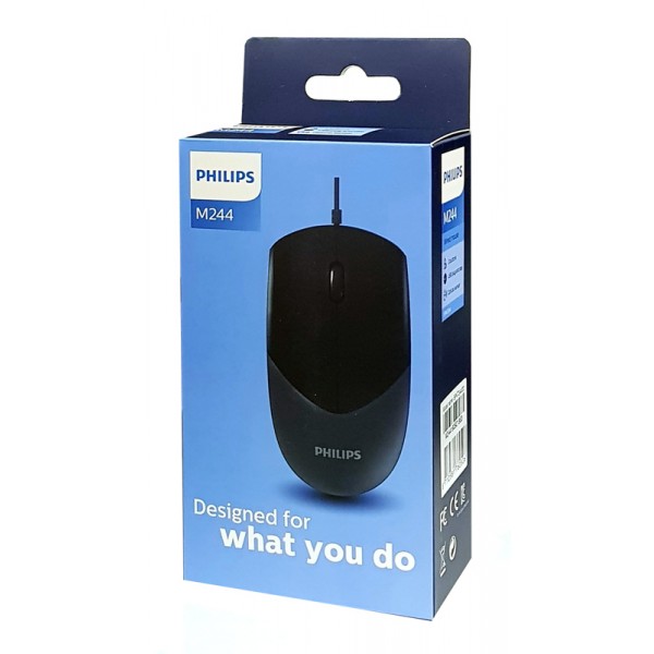 PHILIPS ενσύρματο ποντίκι SPK7244, 1000DPI, USB, 3 πλήκτρα, μαύρο