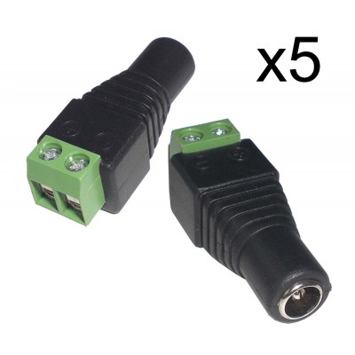 Βύσμα τροφοδοσίας DC θηλυκό (2,1mm / 5,5mm) σε κλέμα, 5 τεμ. Βύσμα τροφοδοσίας DC θηλυκό (2,1mm / 5,5mm) σε κλέμα, 5 τεμ.
