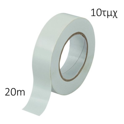 POWERTECH μονωτική ταινία, λευκή, 18mm, 20m, 10 τεμάχια POWERTECH μονωτική ταινία, λευκή, 18mm, 20m, 10 τεμάχια