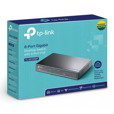TP-LINK 8-Port Gigabit Desktop Switch TL-SG1008P, 4-Port PoE, Ver. 3.0 TP-LINK 8-Port Gigabit Desktop Switch TL-SG1008P, 4-Port PoE, Ver. 3.0