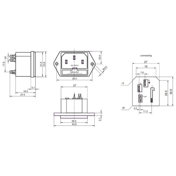 GOOBAY AC chassis plug 11261, με ασφάλεια GOOBAY AC chassis plug 11261, με ασφάλεια