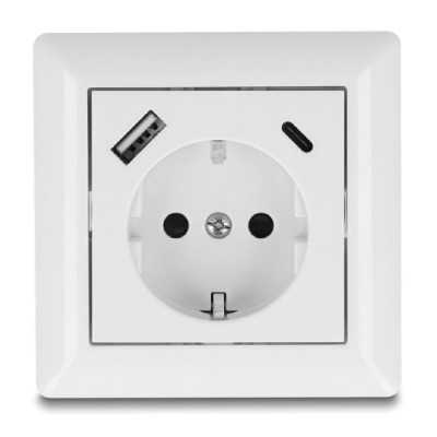 DELOCK πρίζα τοίχου 11499 με θύρες φόρτισης USB & USB-C, 18W PD, λευκή DELOCK πρίζα τοίχου 11499 με θύρες φόρτισης USB & USB-C, 18W PD, λευκή