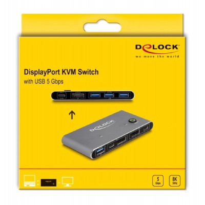DELOCK DisplayPort KVM switch 18646 με 4x θύρες USB 5Gbps, 8K/30Hz, γκρι DELOCK DisplayPort KVM switch 18646 με 4x θύρες USB 5Gbps, 8K/30Hz, γκρι