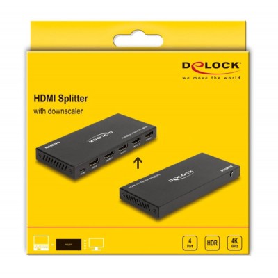 DELOCK HDMI splitter 18652 με downscaler πλήκτρο, 4 σε 1, 4K/60Hz, μαύρο DELOCK HDMI splitter 18652 με downscaler πλήκτρο, 4 σε 1, 4K/60Hz, μαύρο