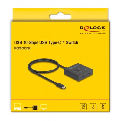 DELOCK USB-C switch 18911, 2 σε 1 bidirectional, 10Gbps, 8K, 100W, μαύρο DELOCK USB-C switch 18911, 2 σε 1 bidirectional, 10Gbps, 8K, 100W, μαύρο