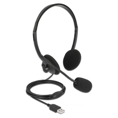 DELOCK headphones με μικρόφωνο 27178, stereo, USB, volume control, μαύρα DELOCK headphones με μικρόφωνο 27178, stereo, USB, volume control, μαύρα