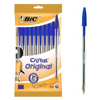 BIC στυλό διαρκείας Cristal με μύτη 1mm, μπλε, 10τμχ BIC στυλό διαρκείας Cristal με μύτη 1mm, μπλε, 10τμχ