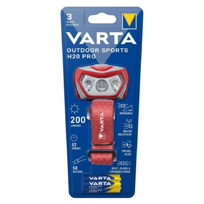 VARTA LED φακός κεφαλής Outdoor Sports H20 Pro, 200lm, IPX4, κόκκινος VARTA LED φακός κεφαλής Outdoor Sports H20 Pro, 200lm, IPX4, κόκκινος
