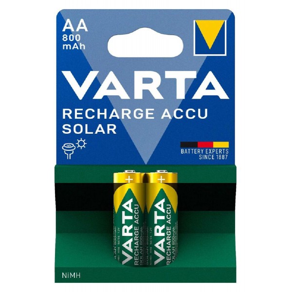 VARTA επαναφορτιζόμενες μπαταρίες λιθίου Solar, AA, 800mAh, 1.2V, 2τμχ VARTA επαναφορτιζόμενες μπαταρίες λιθίου Solar, AA, 800mAh, 1.2V, 2τμχ