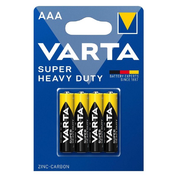 VARTA μπαταρίες Zinc Carbon Super Heavy Duty, AAA/R03, 1.5V, 4τμχ VARTA μπαταρίες Zinc Carbon Super Heavy Duty, AAA/R03, 1.5V, 4τμχ