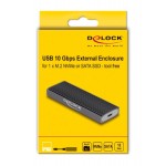 DELOCK θήκη για M.2 NVMe PCIe/SATA SSD 42019, tool free, 10Gbps, μαύρη DELOCK θήκη για M.2 NVMe PCIe/SATA SSD 42019, tool free, 10Gbps, μαύρη