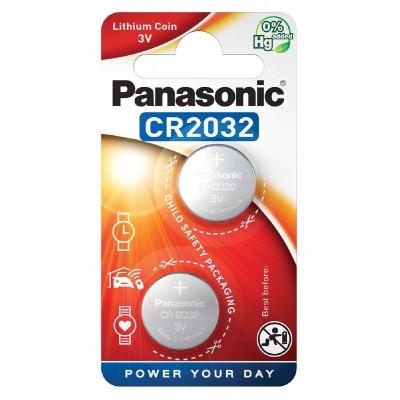 PANASONIC μπαταρία λιθίου, CR2032, 3V, 2τμχ PANASONIC μπαταρία λιθίου, CR2032, 3V, 2τμχ
