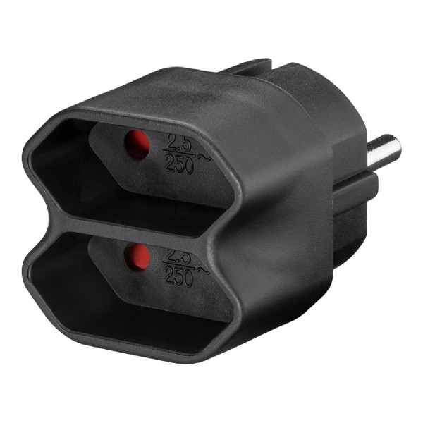 GOOBAY αντάπτορας ρεύματος 51002, 2x Euro, 230V 2.5A, μαύρος GOOBAY αντάπτορας ρεύματος 51002, 2x Euro, 230V 2.5A, μαύρος