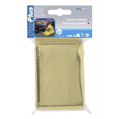 PROPLUS θερμική κουβέρτα εκτάκτου ανάγκης 510394, 160x210cm, χρυσό/ασημί, 2τμχ PROPLUS θερμική κουβέρτα εκτάκτου ανάγκης 510394, 160x210cm, χρυσό/ασημί, 2τμχ