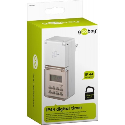 GOOBAY ψηφιακός χρονοδιακόπτης ρεύματος 51301, IP44, λευκός GOOBAY ψηφιακός χρονοδιακόπτης ρεύματος 51301, IP44, λευκός