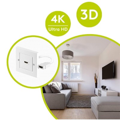 GOOBAY πρίζα τοίχου HDMI 51722, gold-plated, 4K, λεύκη GOOBAY πρίζα τοίχου HDMI 51722, gold-plated, 4K, λεύκη