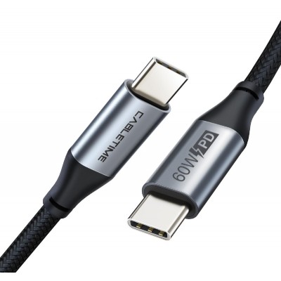 CABLETIME καλώδιο USB-C M-M C160, PD60W, USB 2.0, 1m, μαύρο CABLETIME καλώδιο USB-C M-M C160, PD60W, USB 2.0, 1m, μαύρο