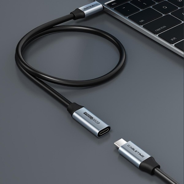 CABLETIME καλώδιο USB-C M-F CMCF60, PD60W, Gen1, 3A, 4K, 0.5m, μαύρο