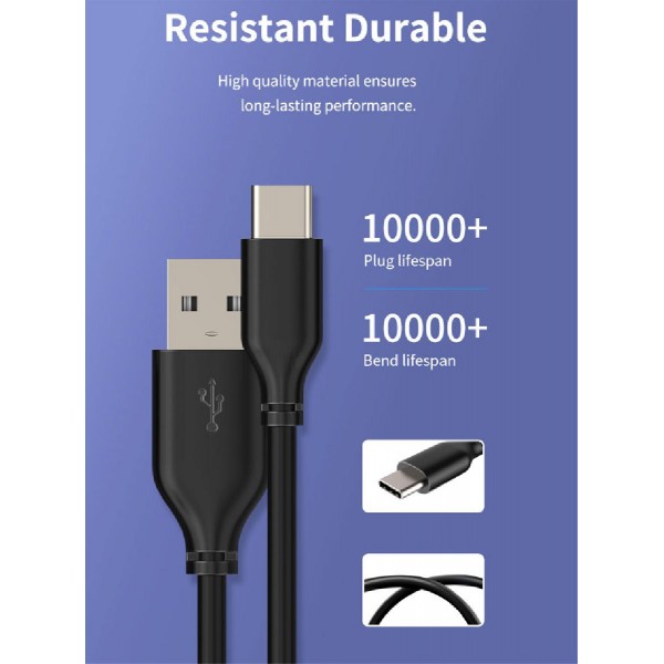 CABLETIME καλώδιο USB-A 2.0 σε USB-C C160, 5V3A, 0.25m, μαύρο