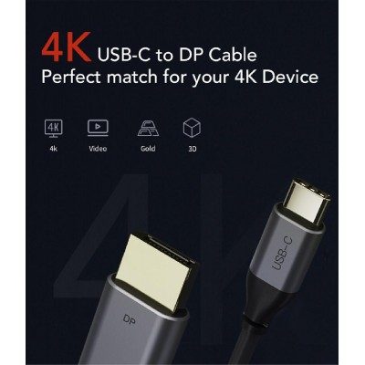 CABLETIME καλώδιο USB-C σε DisPlayPort C160, 4k/60hz, 1.8m, μαύρο CABLETIME καλώδιο USB-C σε DisPlayPort C160, 4k/60hz, 1.8m, μαύρο