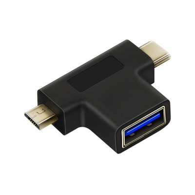 CABLETIME αντάπτορας USB-C σε USB-A 3.0 + USB Micro B 2.0 C160, μαύρος CABLETIME αντάπτορας USB-C σε USB-A 3.0 + USB Micro B 2.0 C160, μαύρος
